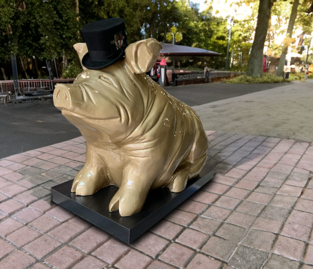 WhistlePig Whiskey pig sculpture built by Turtle Transit