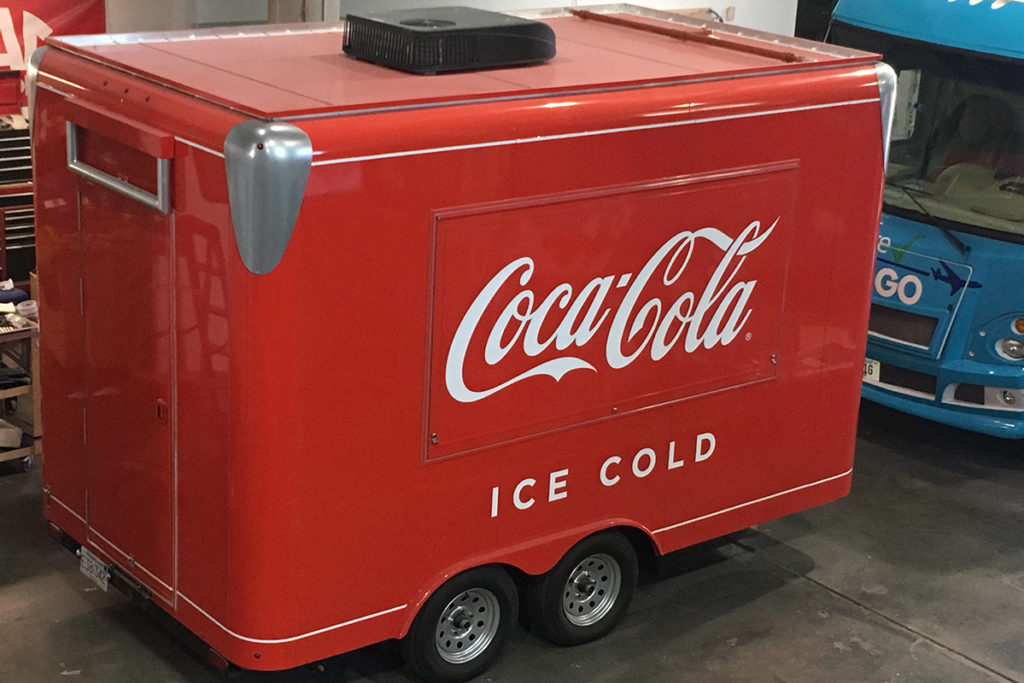 Coca Cola Coke Trailer built by Turtle Transit to resemble a large cooler.