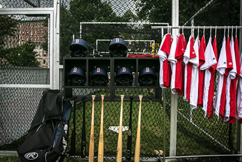 RedSox Showcase built by Turtle Transit featured mini batting cages for kids.