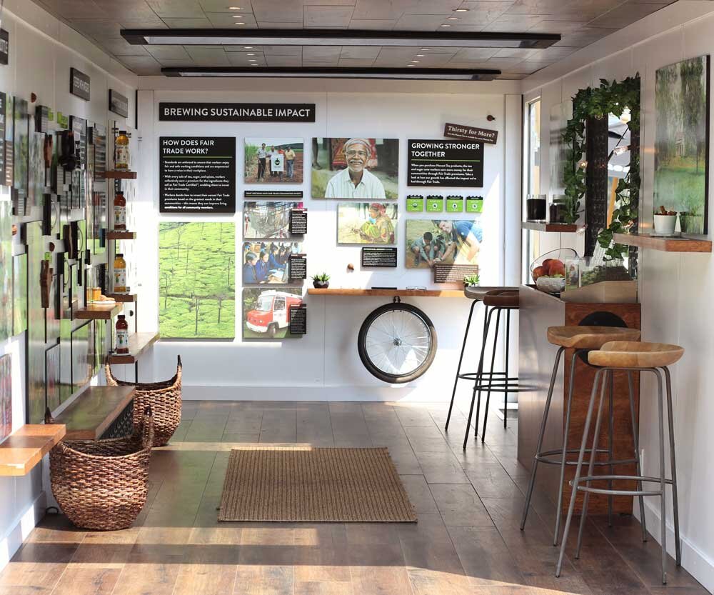 Inside the Honest tea Mobile Tea Garden built by Turtle Transit