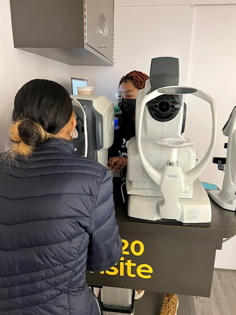 Inside the 20/20 On-Site optometry mobile van built by Turtle Transit